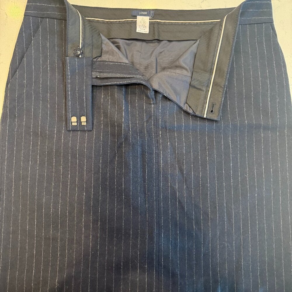 J Crew Pinstripe Pencil Skirt Navy